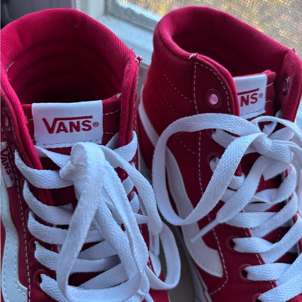 Vans Bold Red and White High-Tops